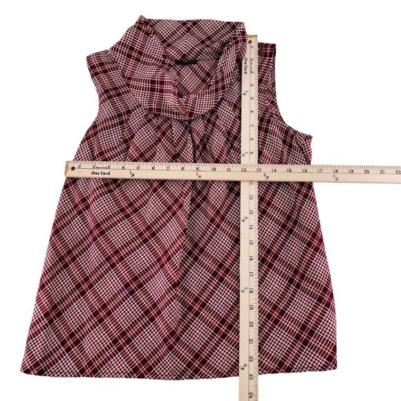 Talbots Women's Red Plaid Sleeveless Top Size 4 Blouse Silk Loose Fit - Picture 4 of 5